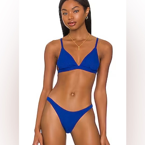 VITAMIN A California High Leg Cheeky Bikini Bottoms Size M/8 S/6 Royal Blue NEW! - Picture 12 of 16